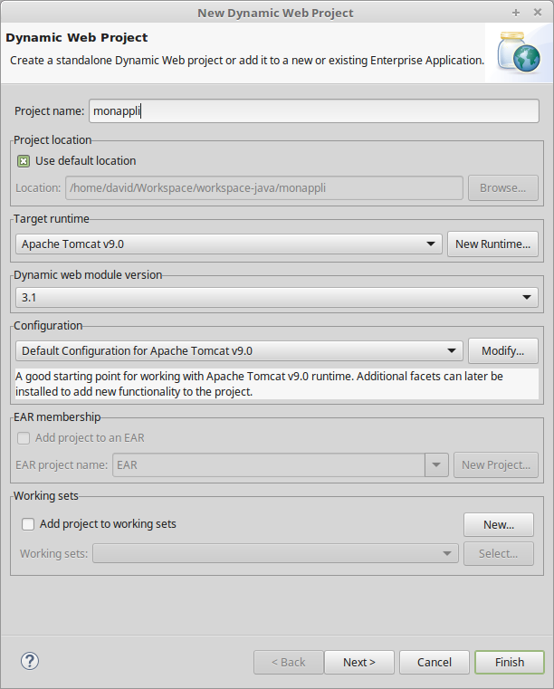 Création d'une application Web dynamique dans Eclipse 1