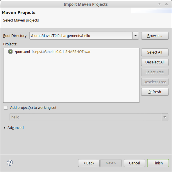 Import dans projet Maven dans Eclipse