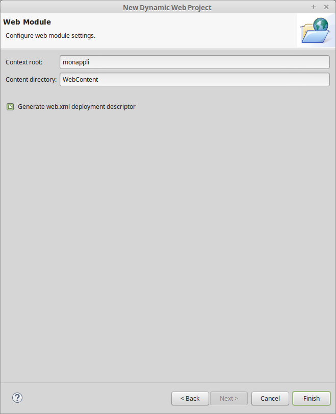 Création d'une application Web dynamique dans Eclipse