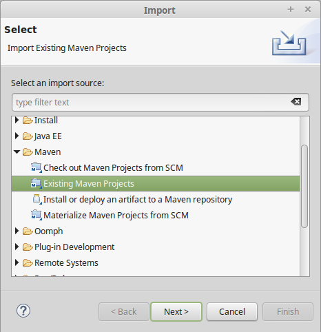 Import dans projet Maven dans Eclipse 1