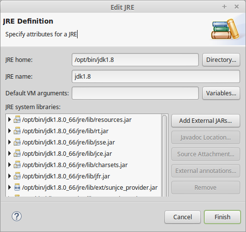 Définition d'une JRE dans Eclipse