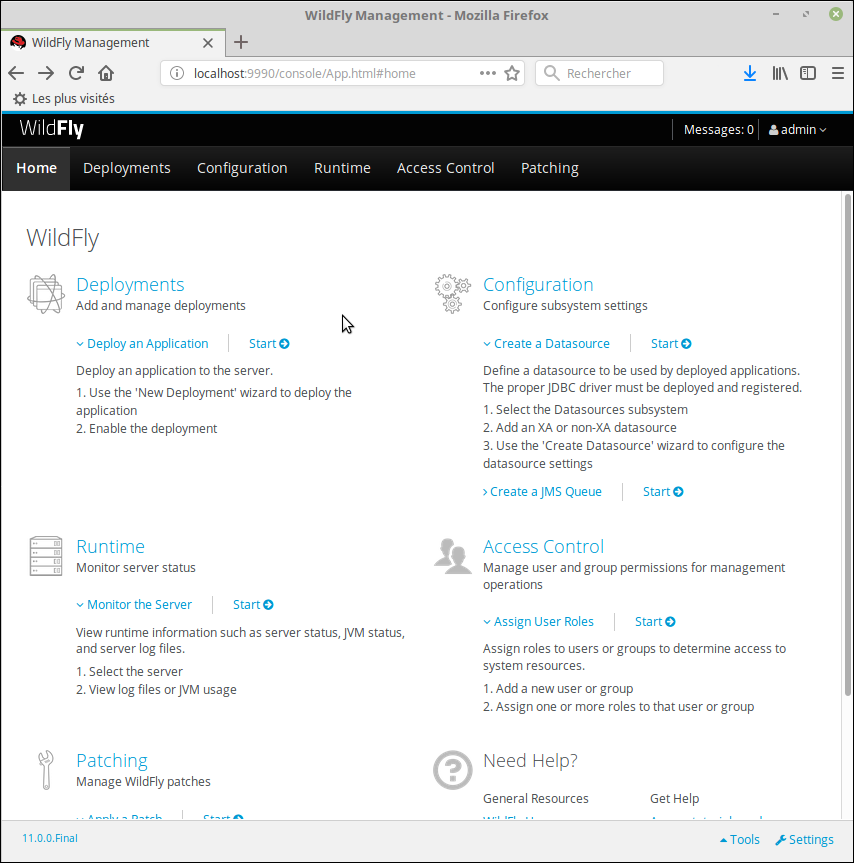 Console d'administration de Wildly