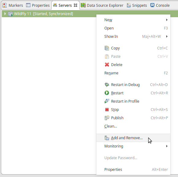 Ajout d'une application Web dans Wildfly